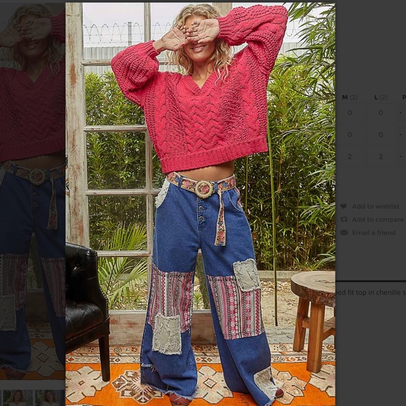 POL “ Alexia “ POL Denim Pants with Printed Contrast and Stud Detail 34 - Picture 11 of 12